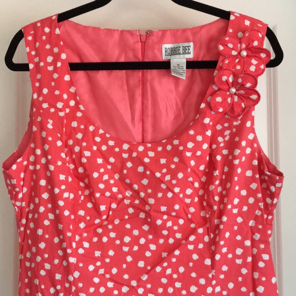 Retro style coral pink & white dress